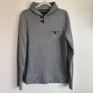 Banana Republic Shawl Neck Cotton Blend Sweater - Grey | Size M